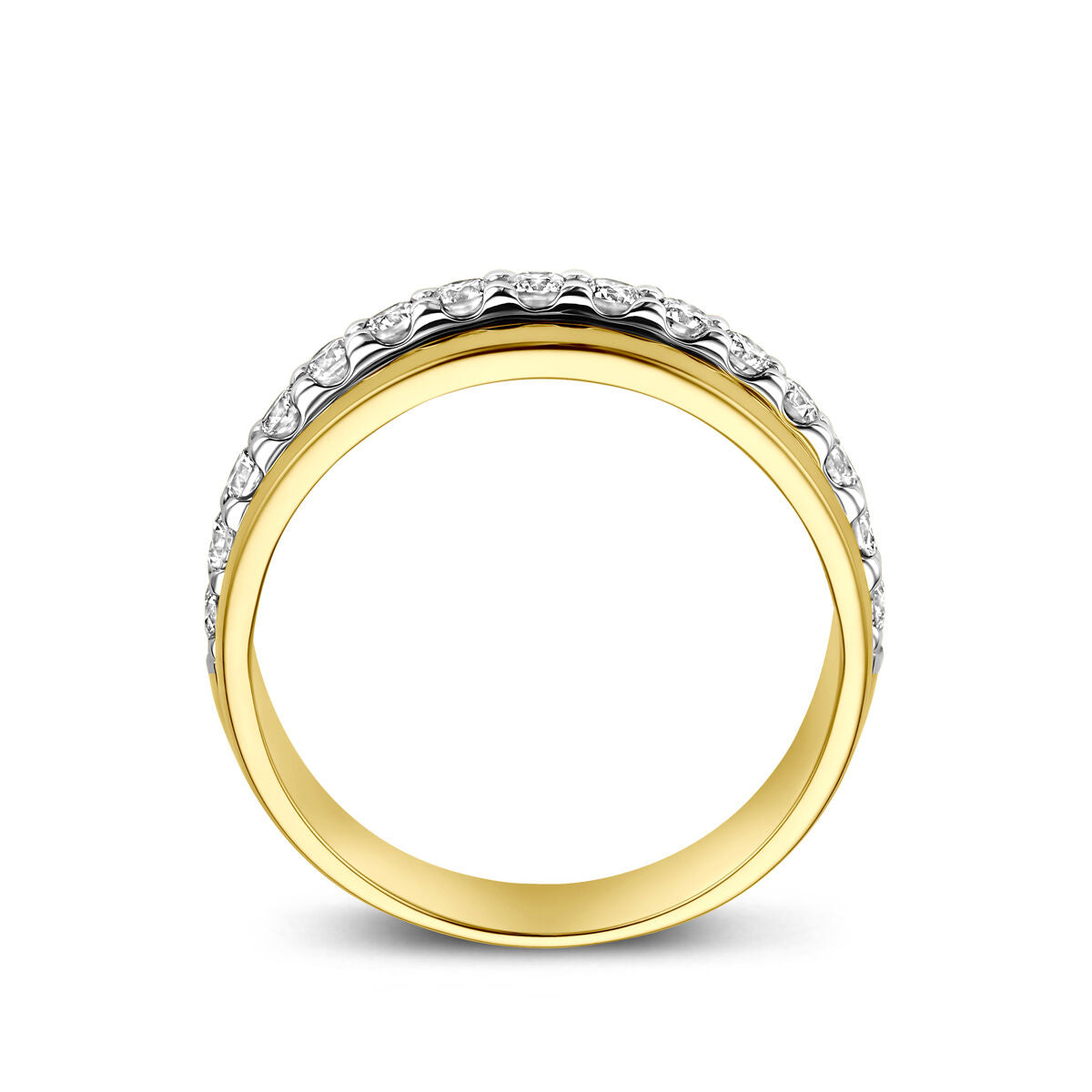 Anillo de mujer bicolor de 14k con diamante – oro amarillo y oro blanco