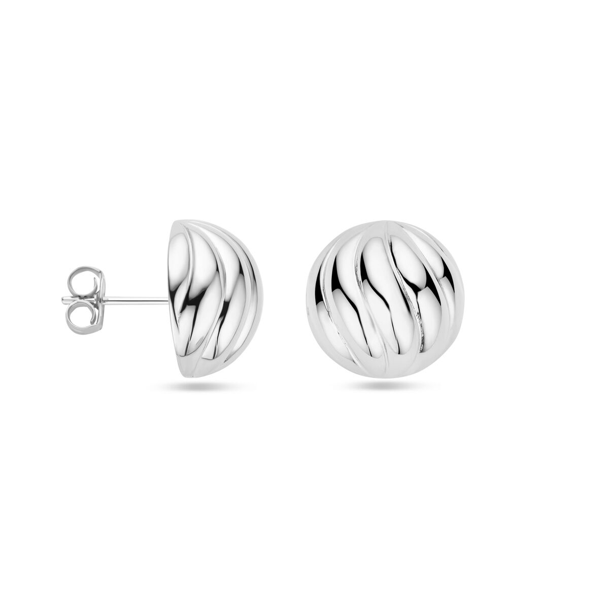 pendientes de botón 14,5 mm plata rodiado