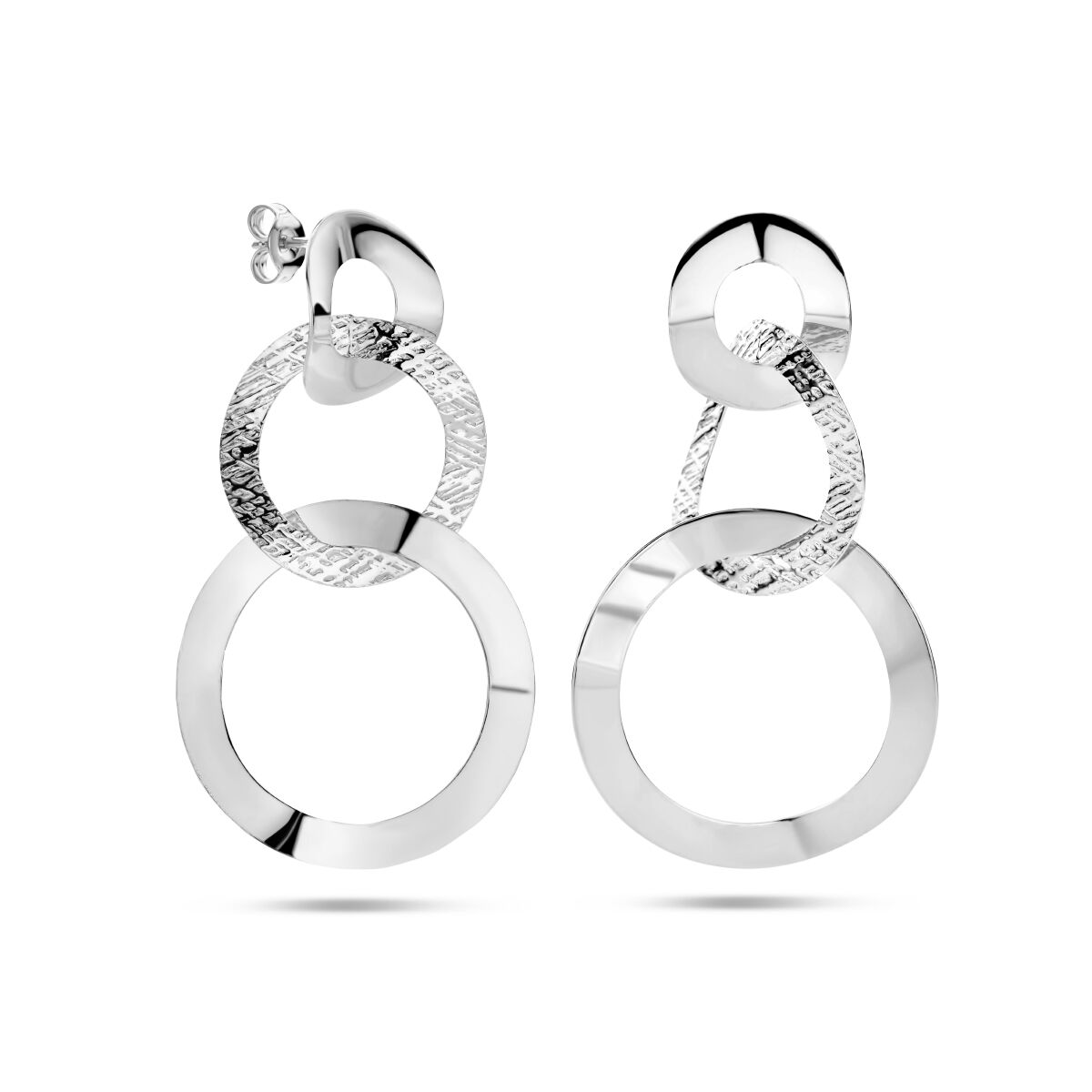 pendientes círculos poli/mate plata rodiada