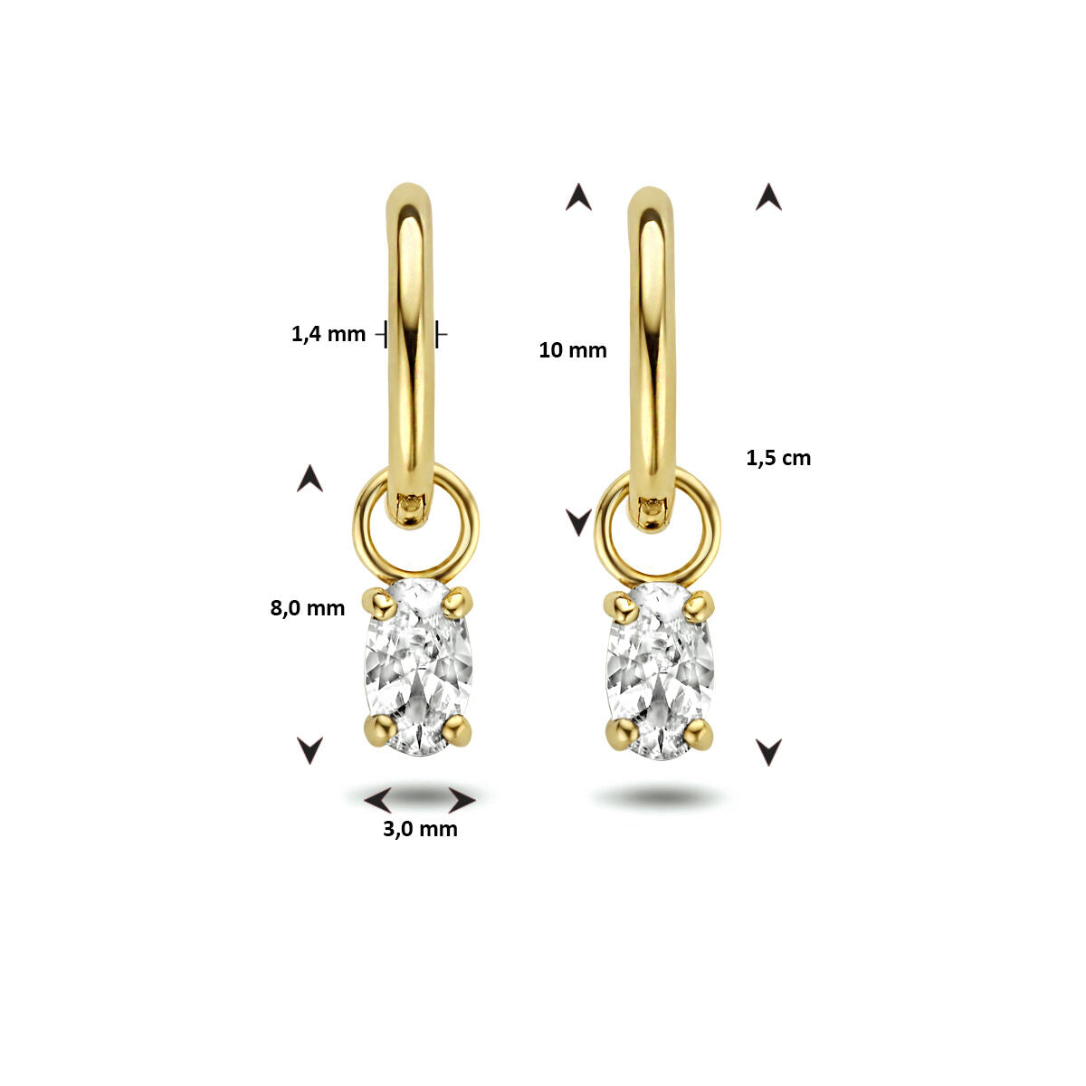 aros de zircón 14K oro amarillo