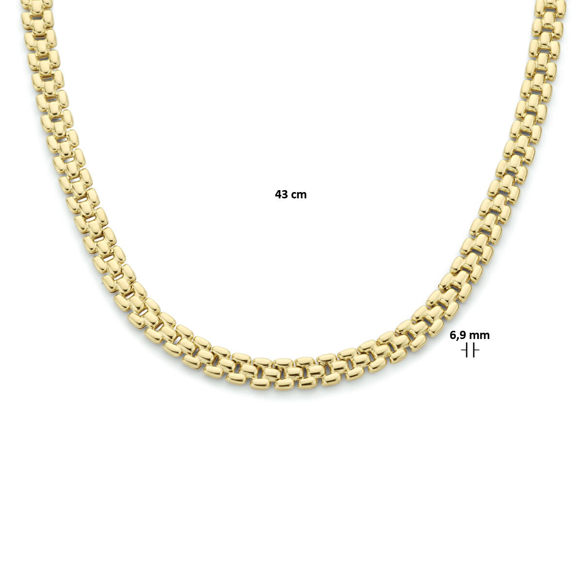 collar pantera 6,9 mm 43 cm 3 micrones plata chapado en oro amarillo