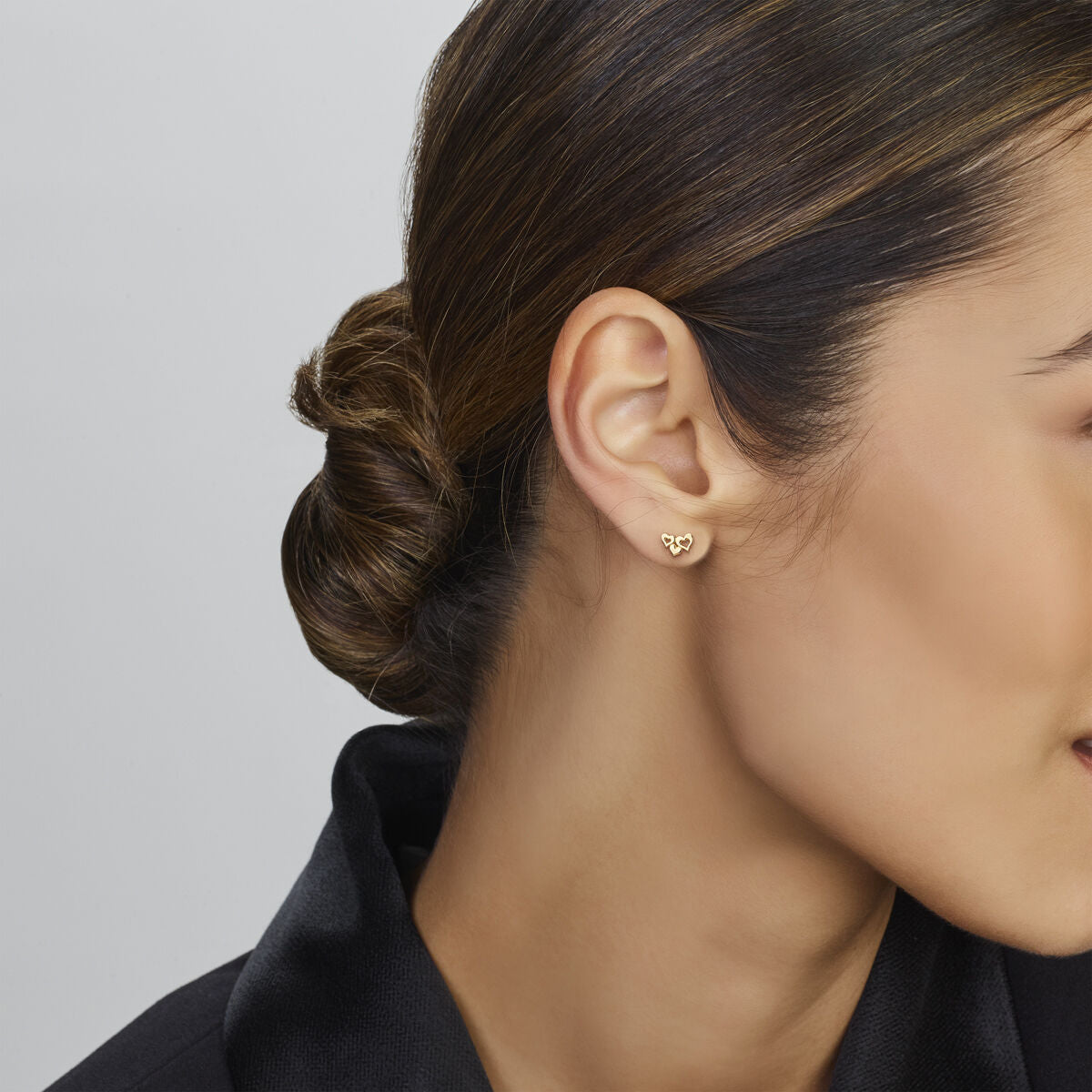 pendientes de botón corazones 14K oro amarillo