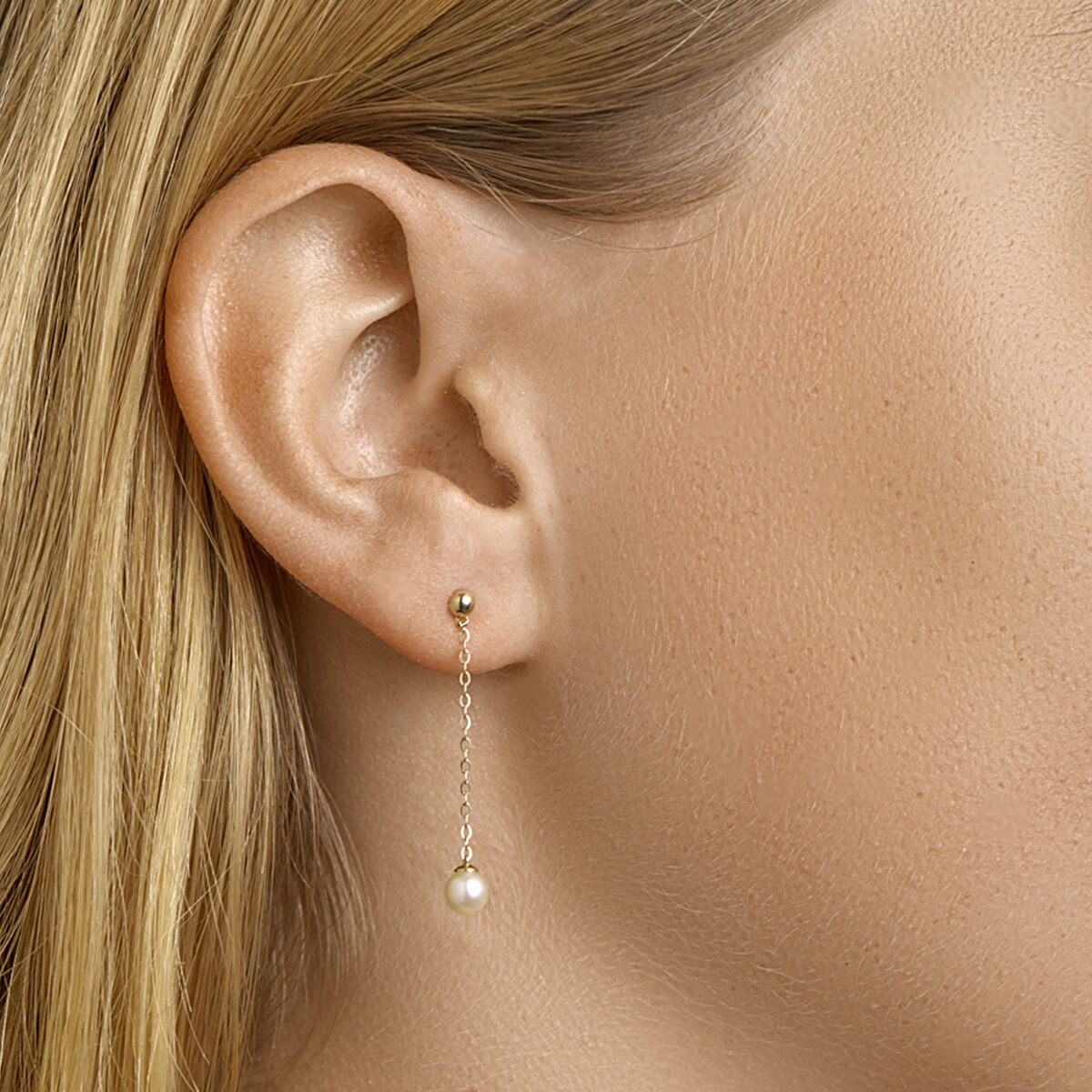 pendientes de perla 14K oro amarillo