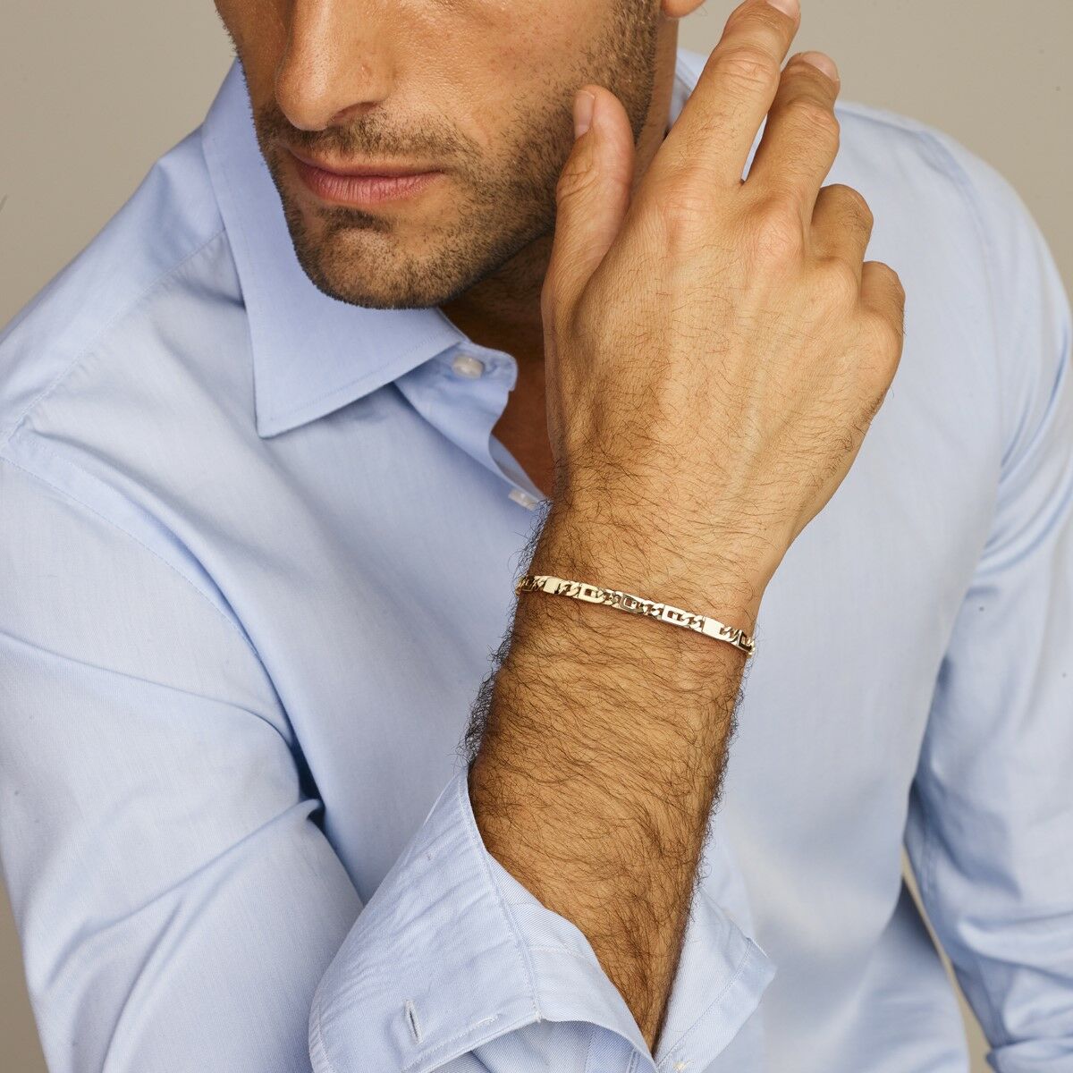 Pulsera de hombre de oro ojo de halcón 4,7 mm 14K