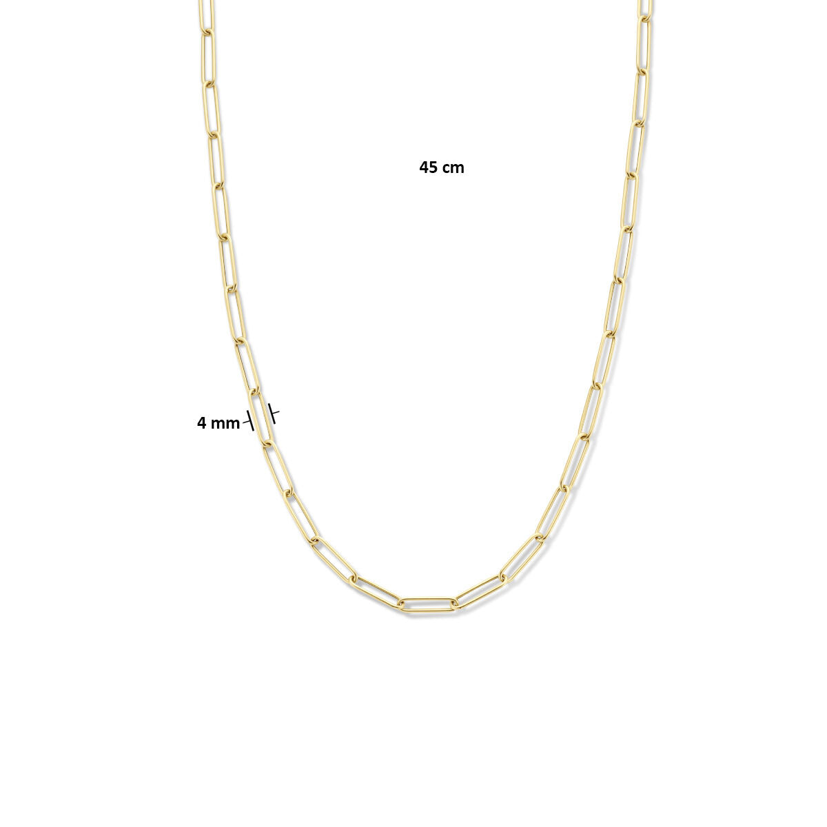 collar paperclip tubo redondo 4,0 mm 45 cm con gran cierre de resorte 14K oro amarillo