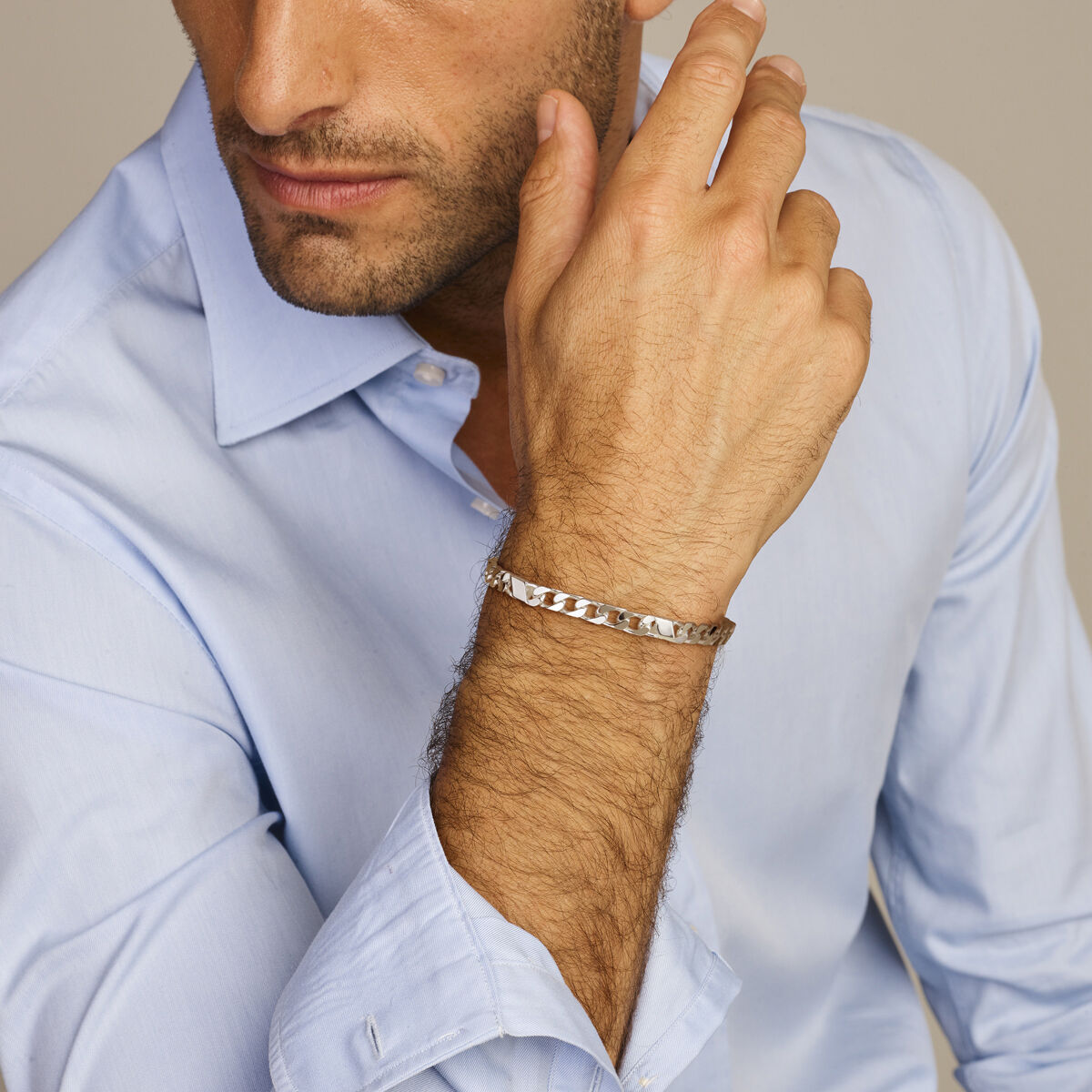 Pulsera de plata de hombre gourmette con separador 5,8 mm