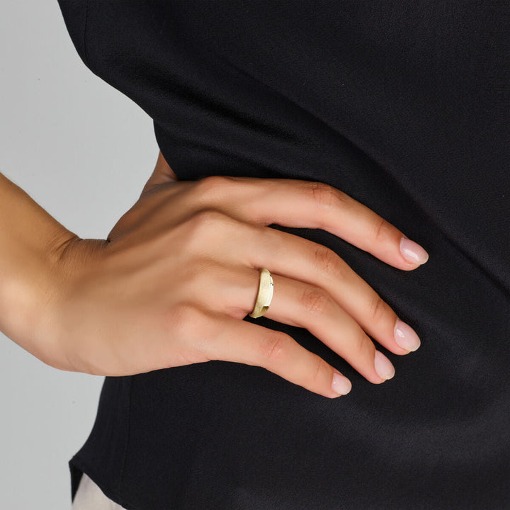 ring poli/mat 14K geelgoud