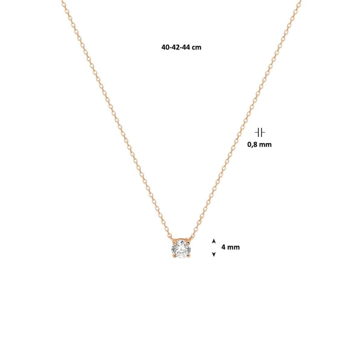 collar de zircón 40 - 42 - 44 cm 14K oro rosa