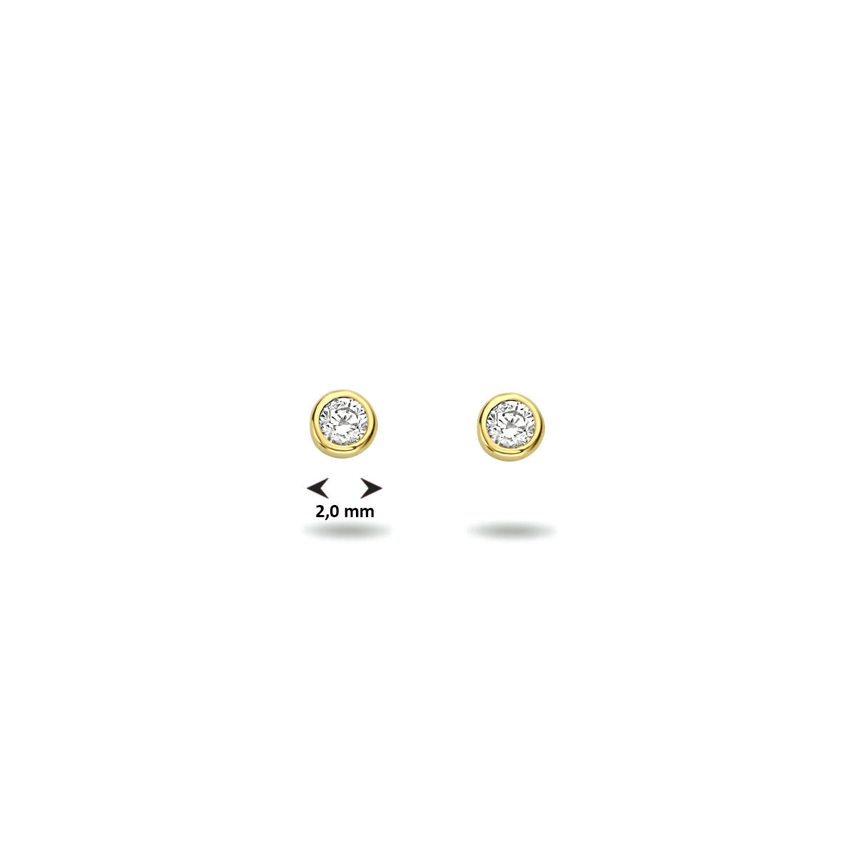 pendientes de botón de zirconia en oro amarillo de 14K