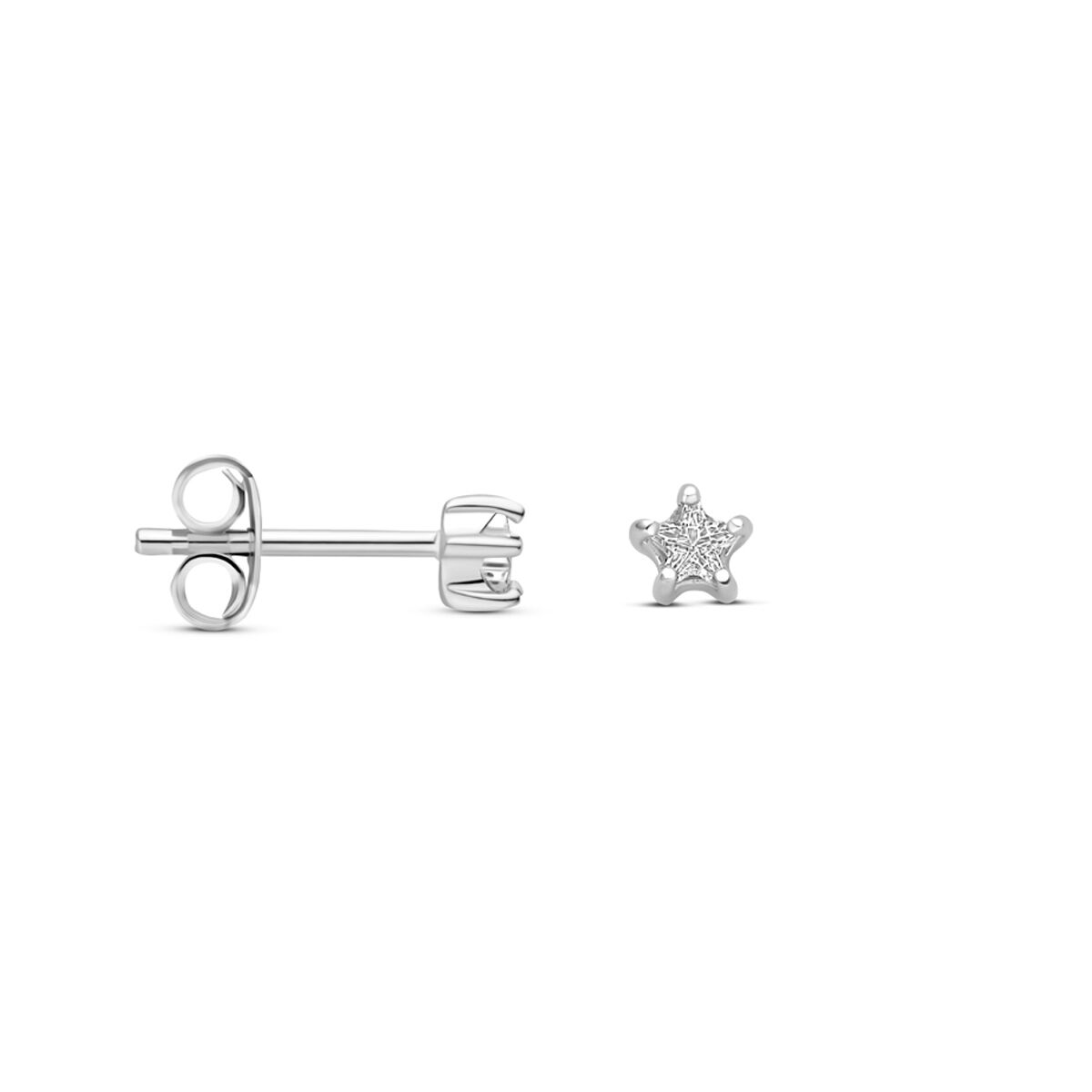 pendientes de botón estrella de circonita 3,5 mm plata rodiada