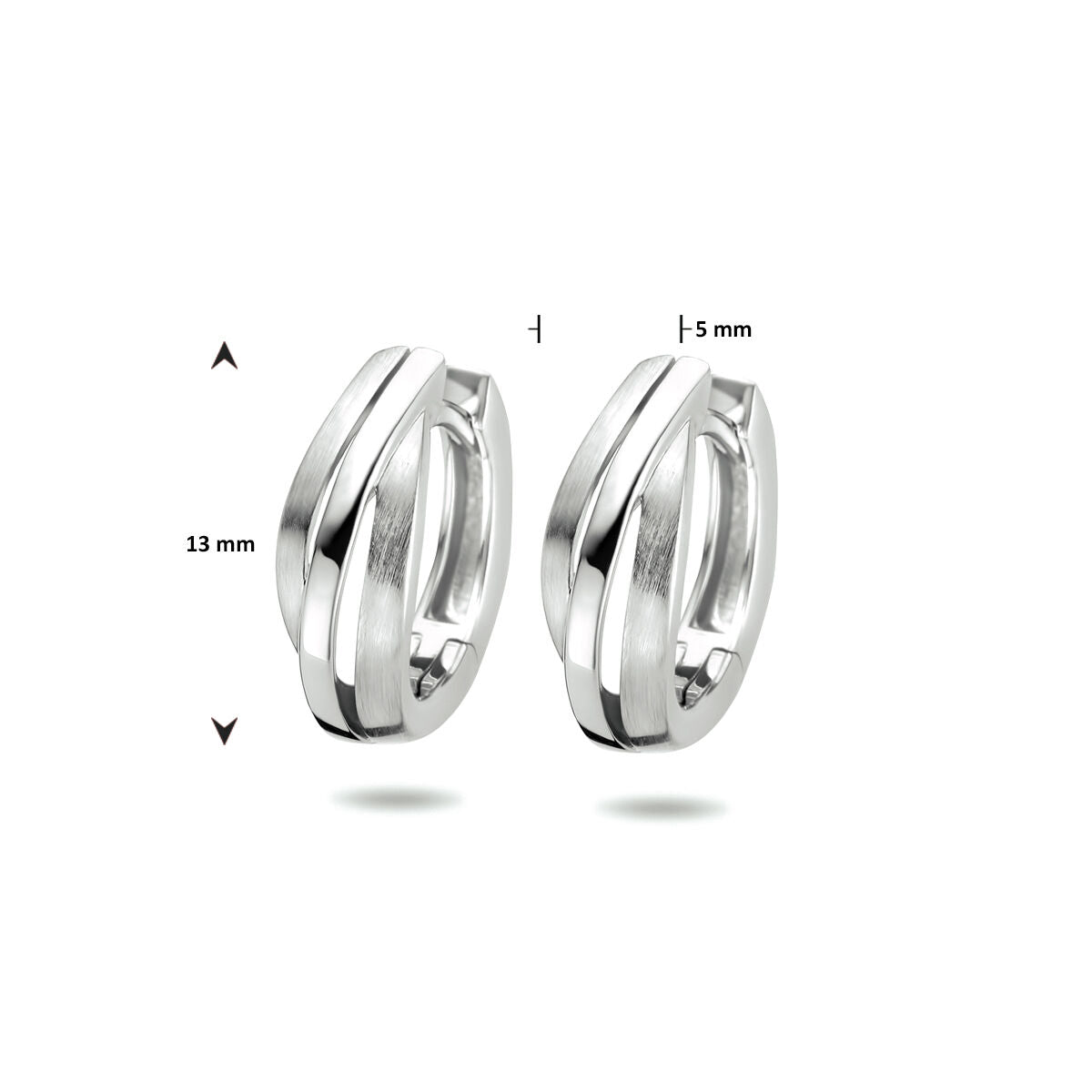 aros poli/mate de plata rodiado