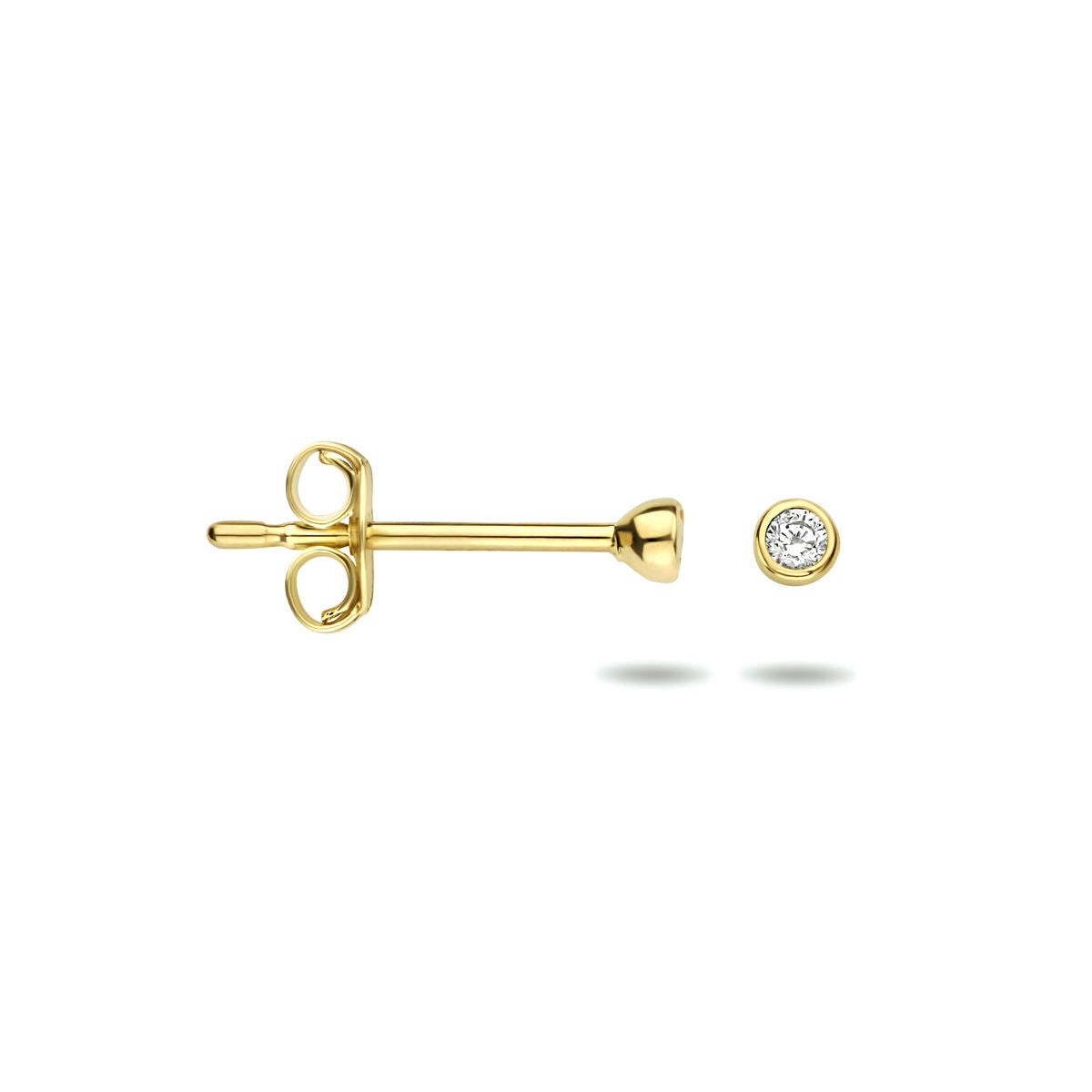 pendientes de botón de zirconia en oro amarillo de 14K