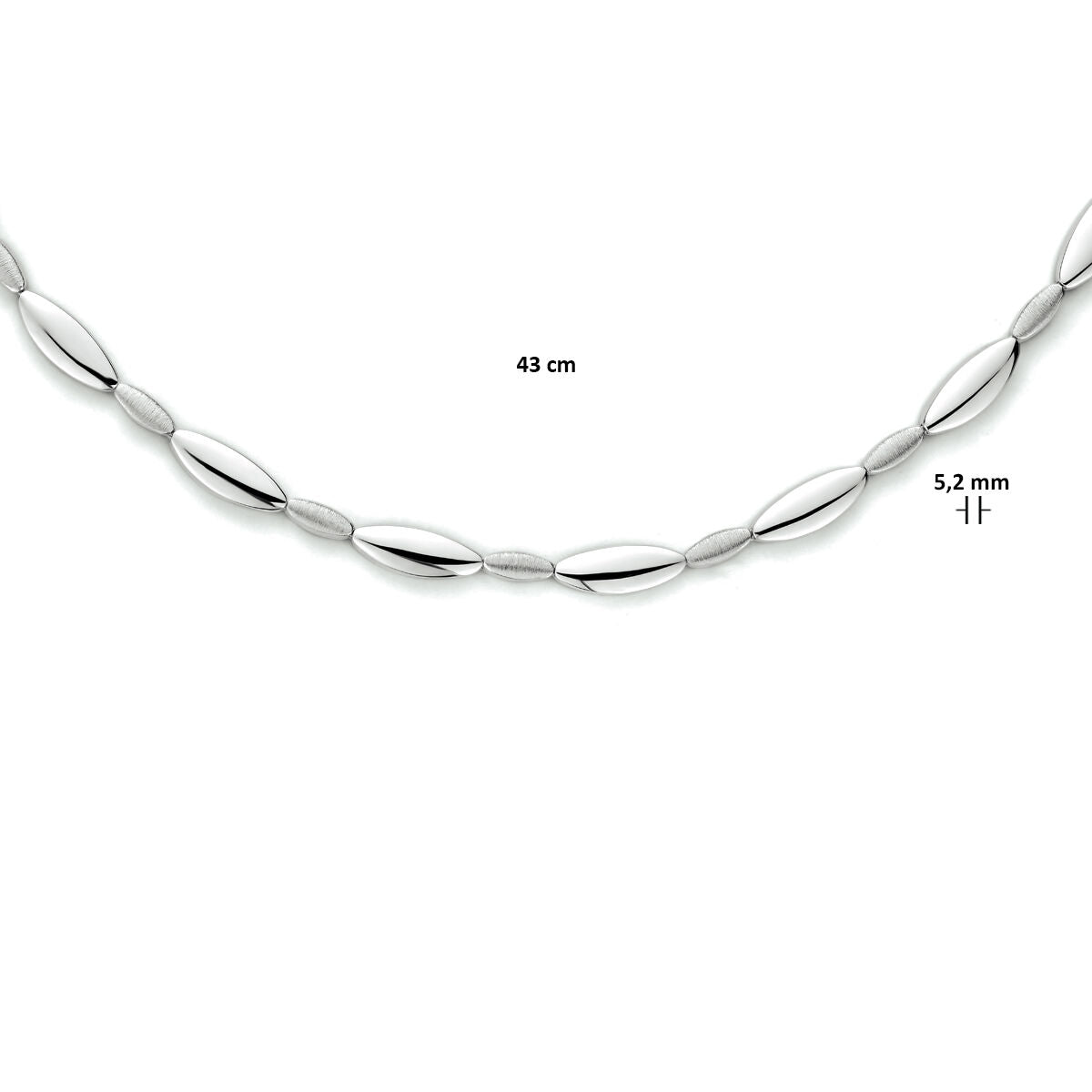 collar 5,2 mm 43 cm poli/mate plata rodiado
