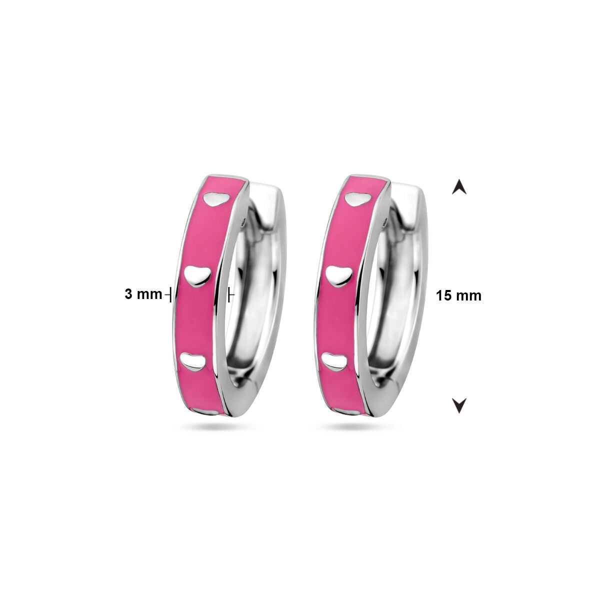 aros de esmalte rosa en plata rodiada