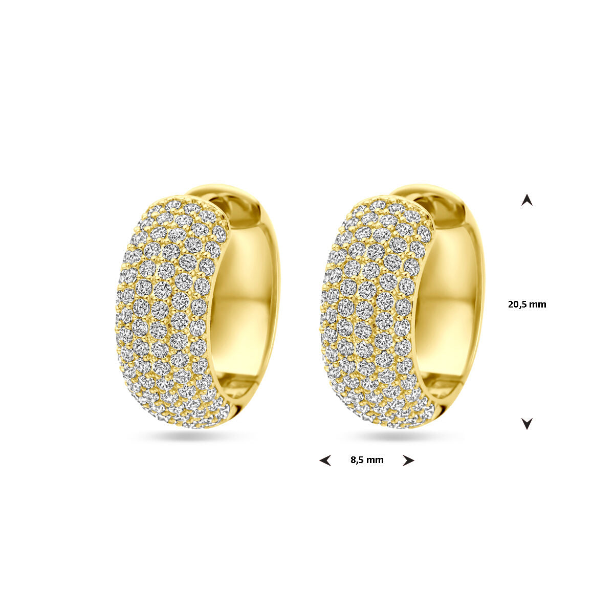 aros de circonita 20,5 mm 1 micrón plata chapado en oro amarillo