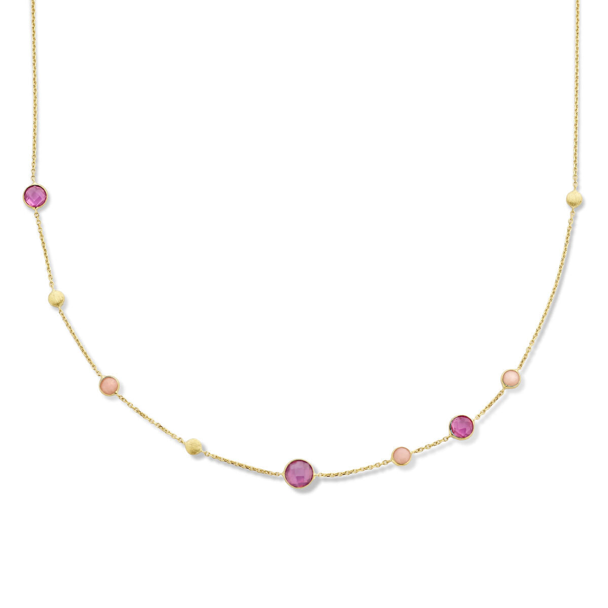 collar de rubí, ópalo y círculos 41 - 43 - 45 cm oro amarillo de 14K
