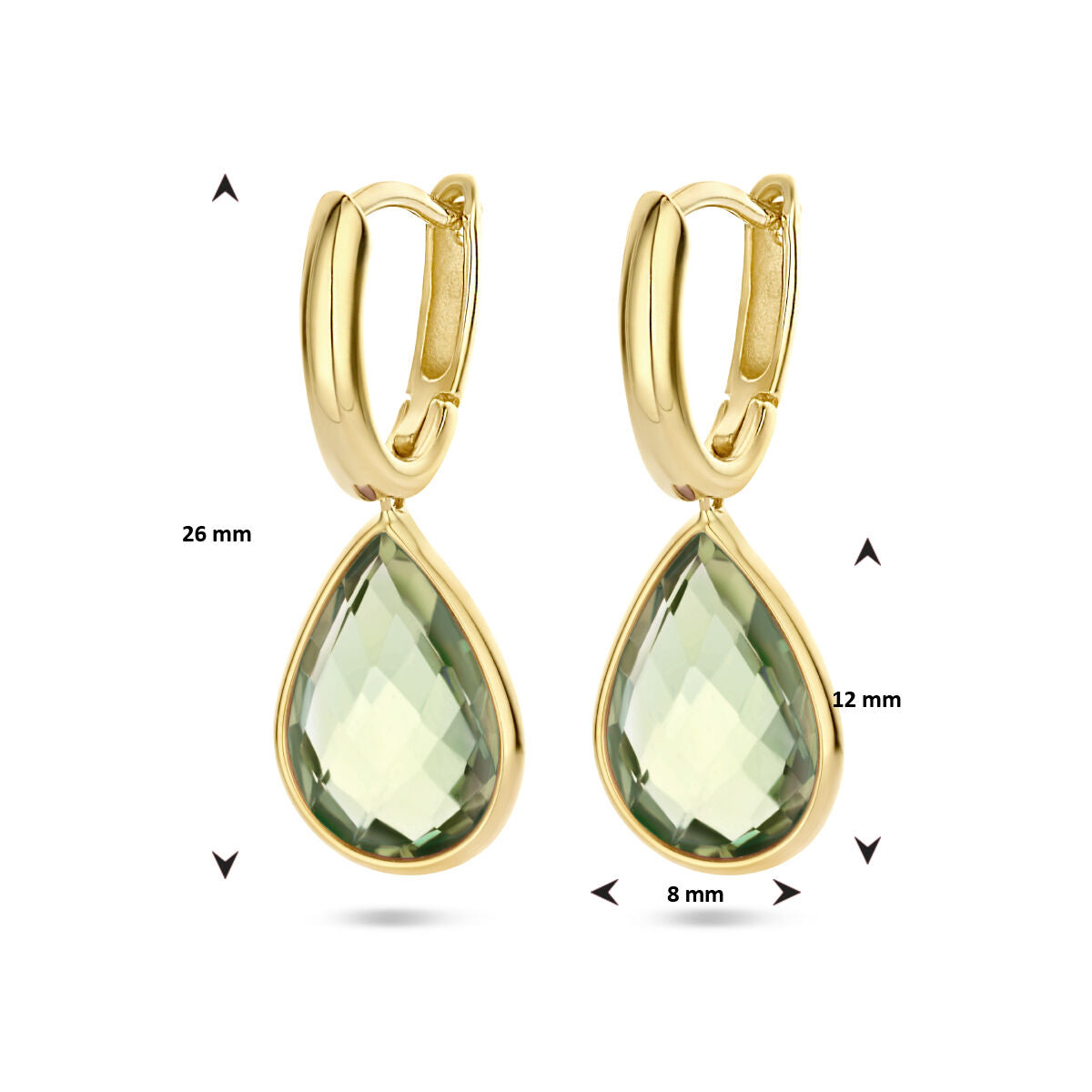 aros verde amatista 14K oro amarillo