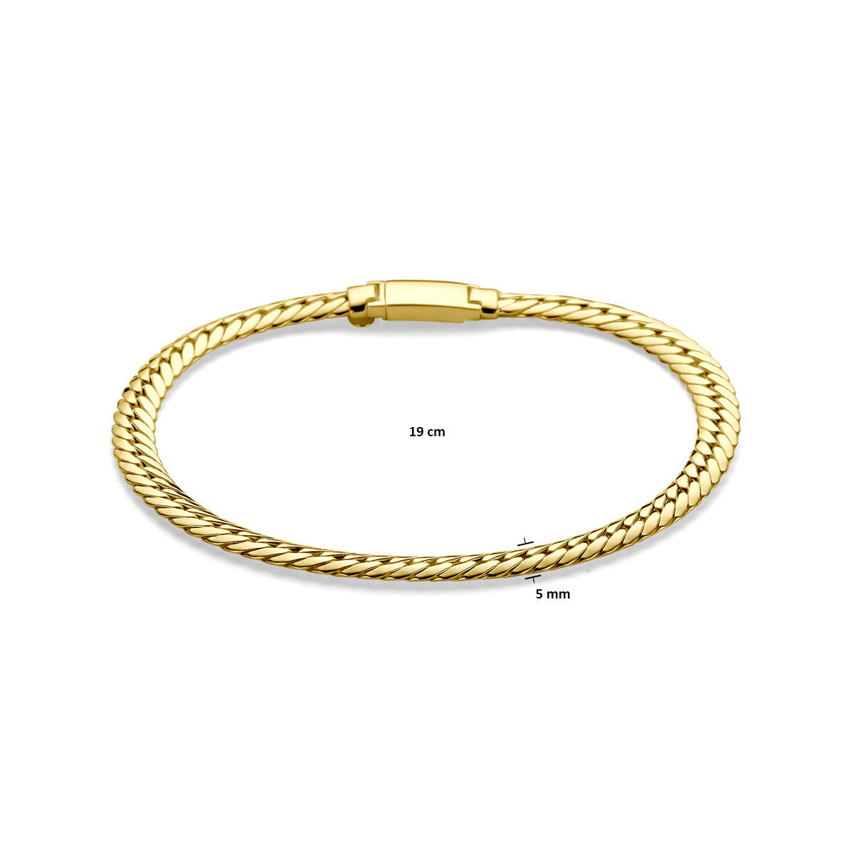 pulsera gourmette 5 mm 19 cm oro amarillo 14K