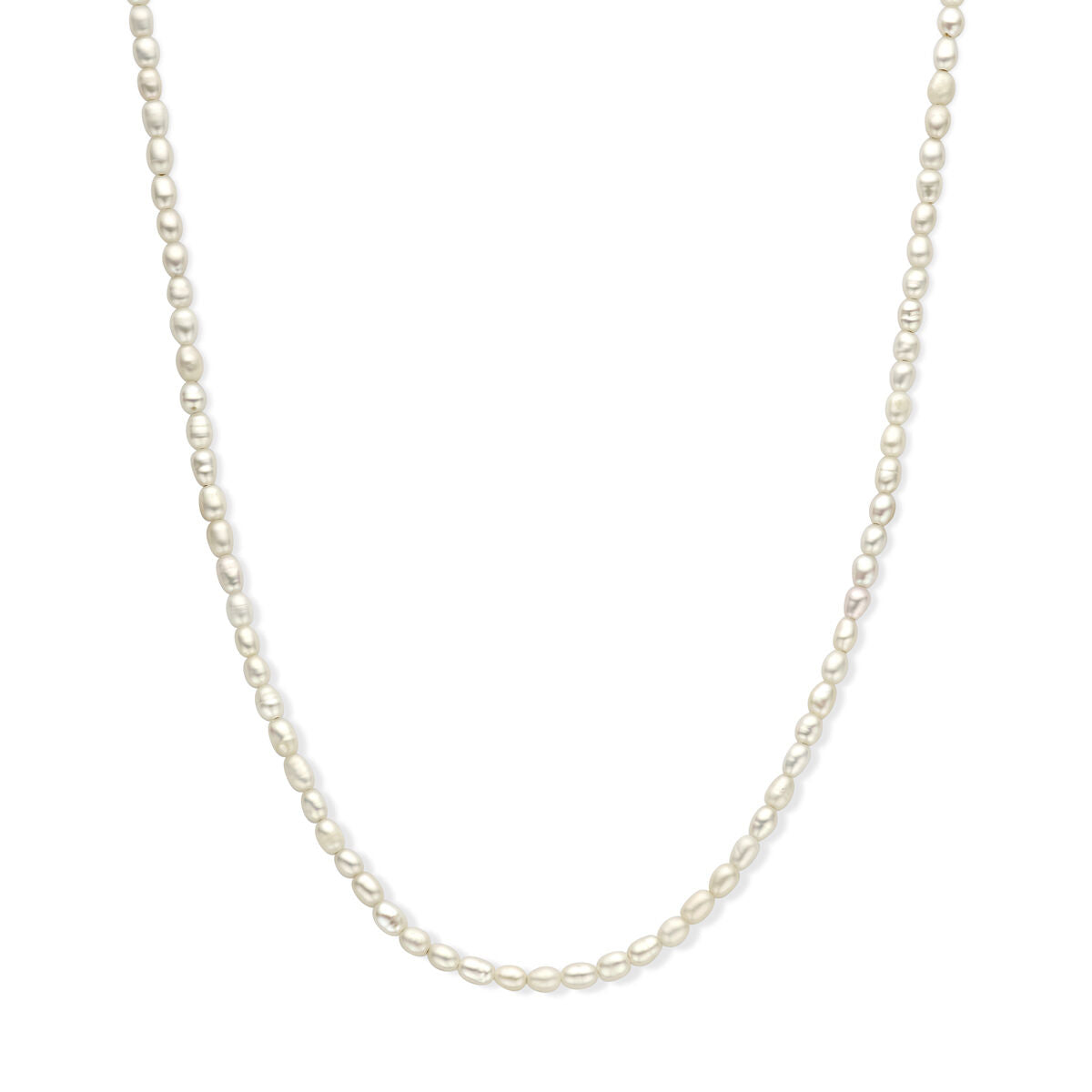Collar de perlas de 3,8 mm, con cadena de plata rodiada de 50 + 5 cm.