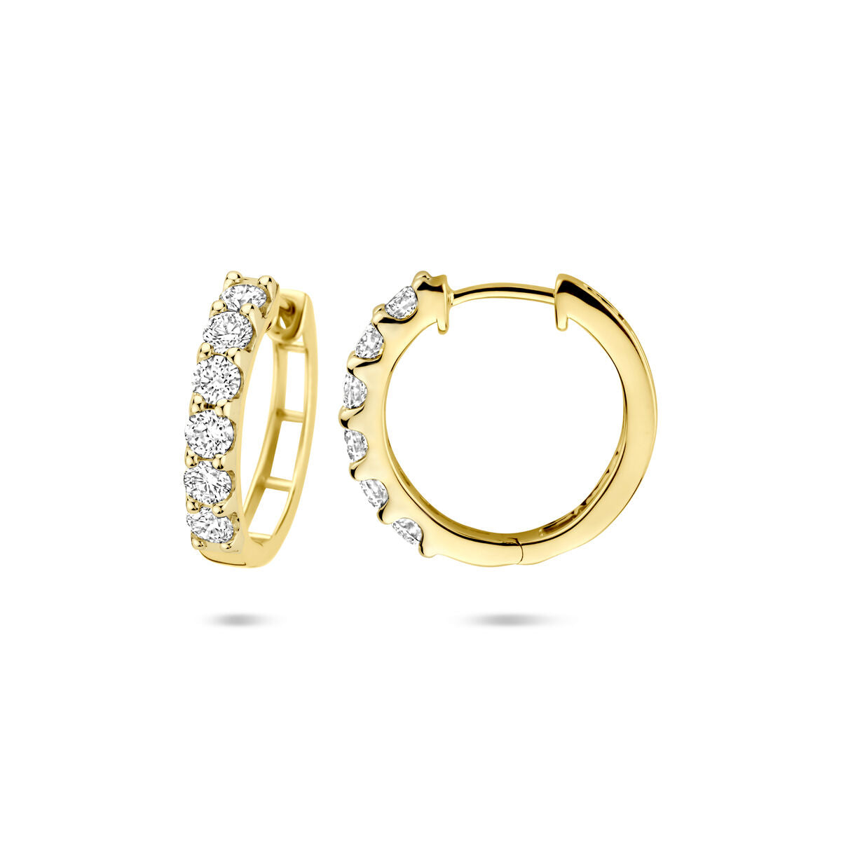 aros con diamante cultivado en laboratorio 1.025ct (2x 0.5125ct) h si 16,5 mm oro amarillo 14K