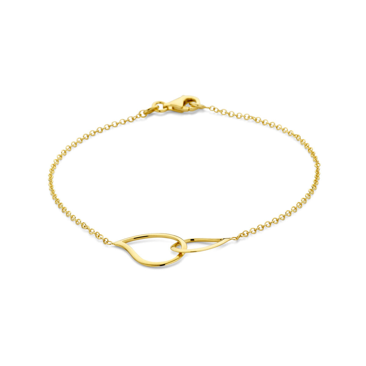 Pulsera de dama en oro amarillo de 14k con colgantes en forma de gota.