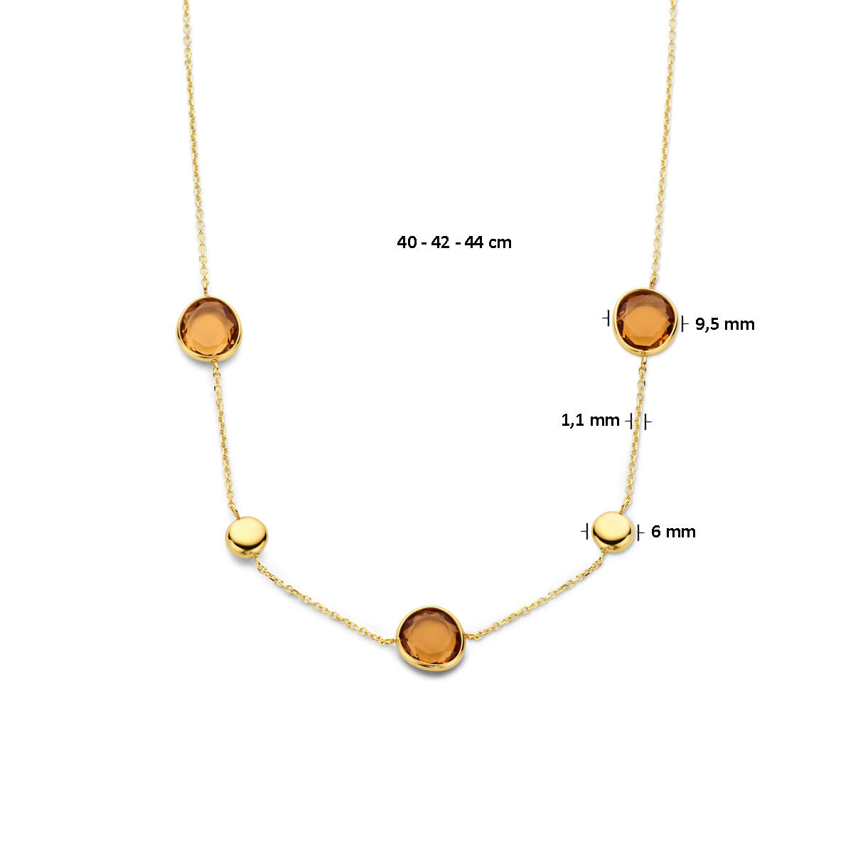collar de citrino 40 – 42 -44 cm oro amarillo
