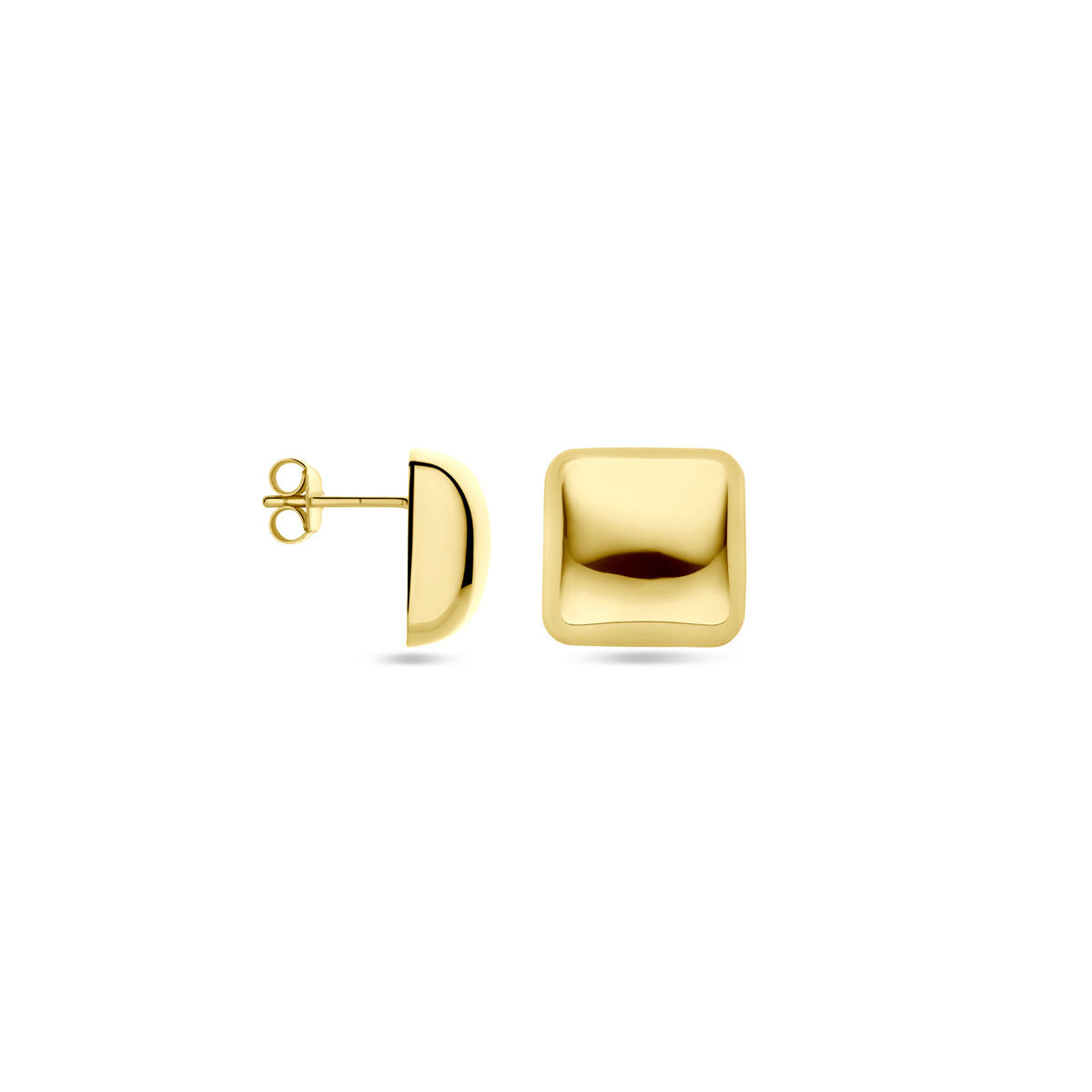 pendientes de botón 14 mm 1 micron plata chapado en oro amarillo