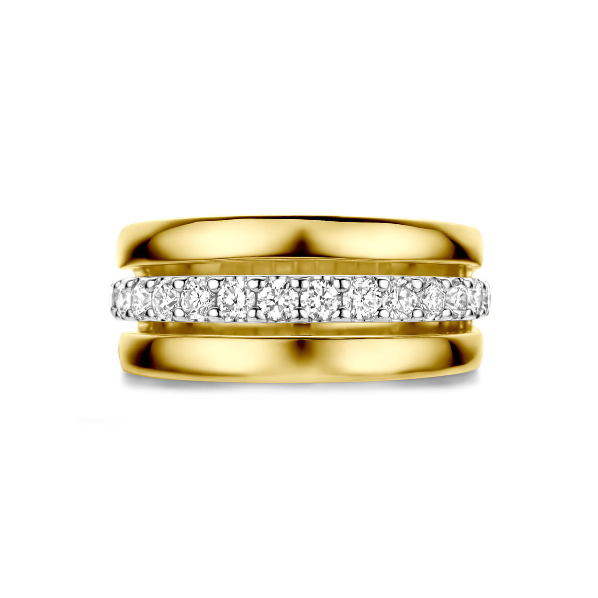Anillo de mujer bicolor de 14k con diamante – oro amarillo y oro blanco