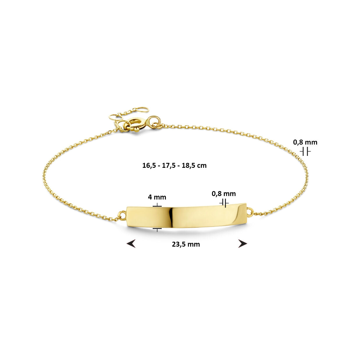 pulsera de grabado placa 4,0 mm 16,5 - 17,5 - 18,5 cm 14K oro amarillo