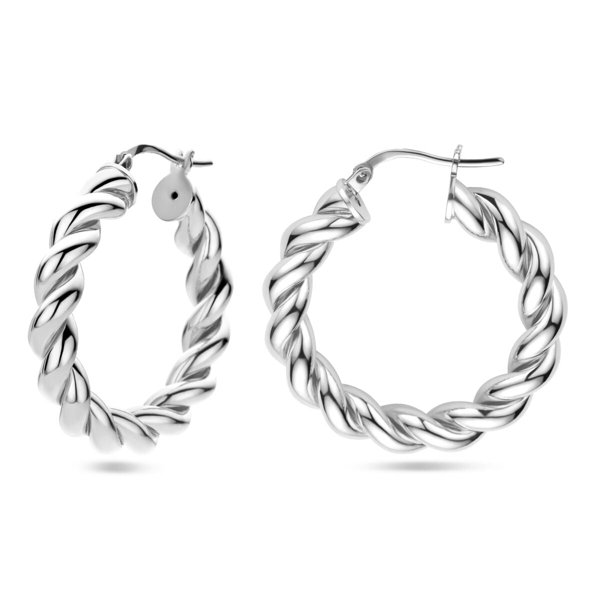 aros retorcidos de plata rodiada