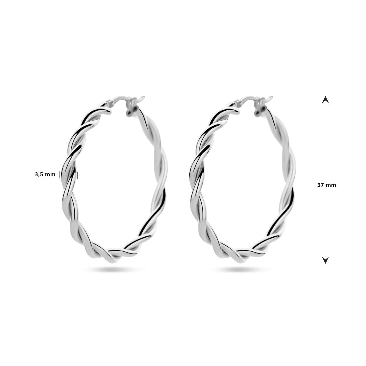 aros 3,5 mm tubo retorcido plata rodiado