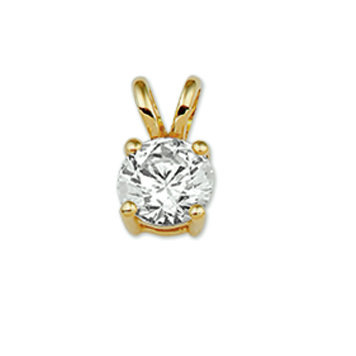 Colgante de zirconia en oro amarillo de 14 quilates con un diseño redondo y brillante.