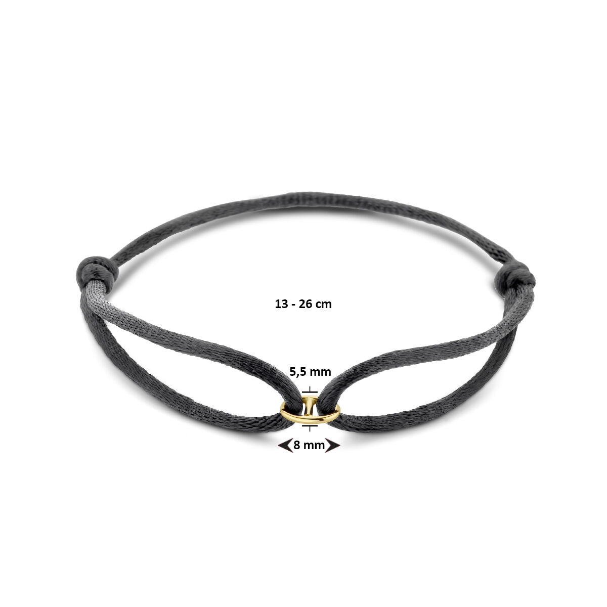 pulsera de satén en oro 14K con goma/nylon/cuero