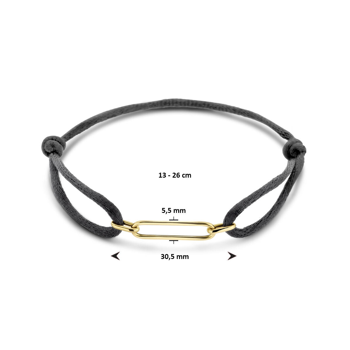 pulsera de satén 13 - 26 cm 14K oro con goma/nylon/cuero
