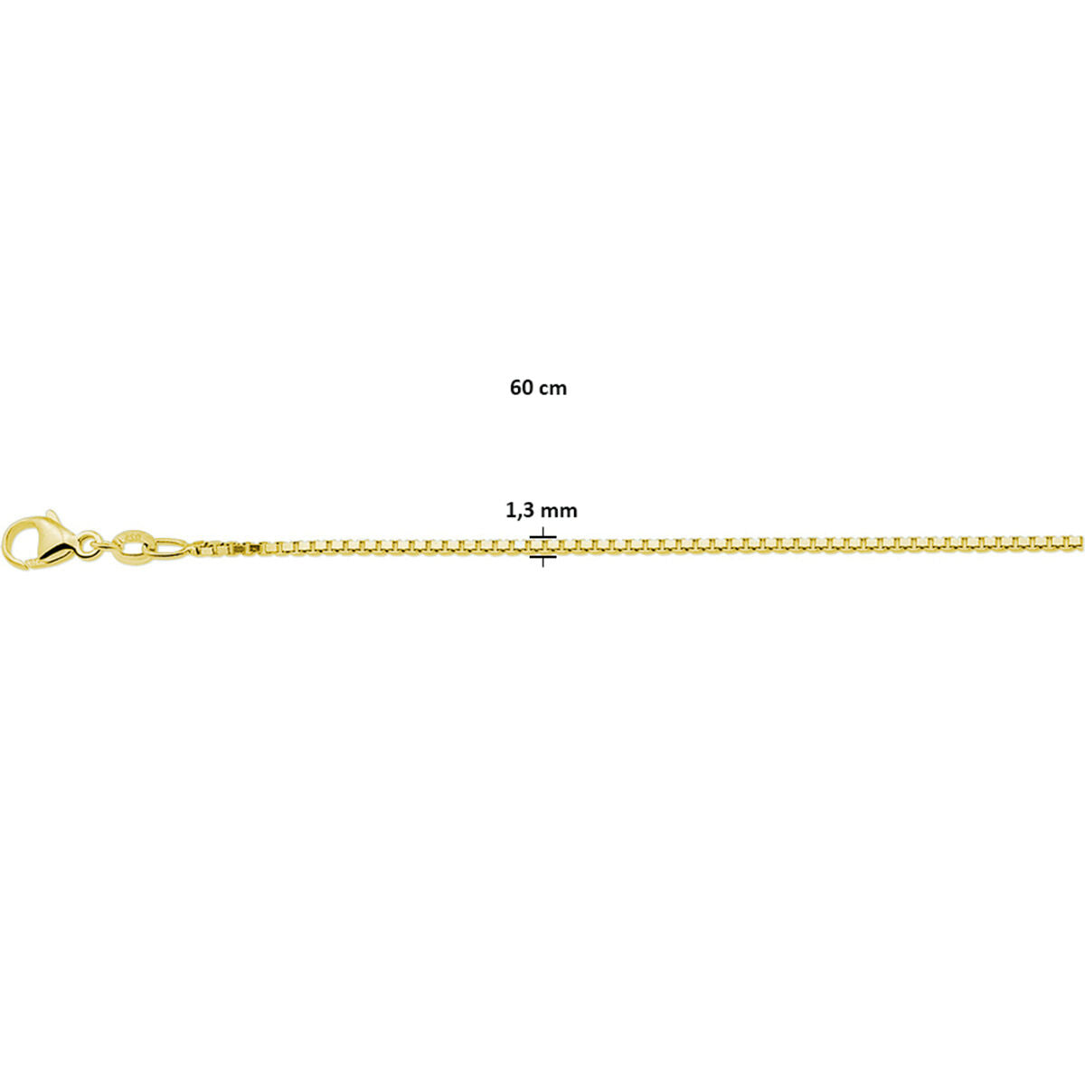 collar veneciano 1,3 mm 3 micrones plata chapado en oro amarillo