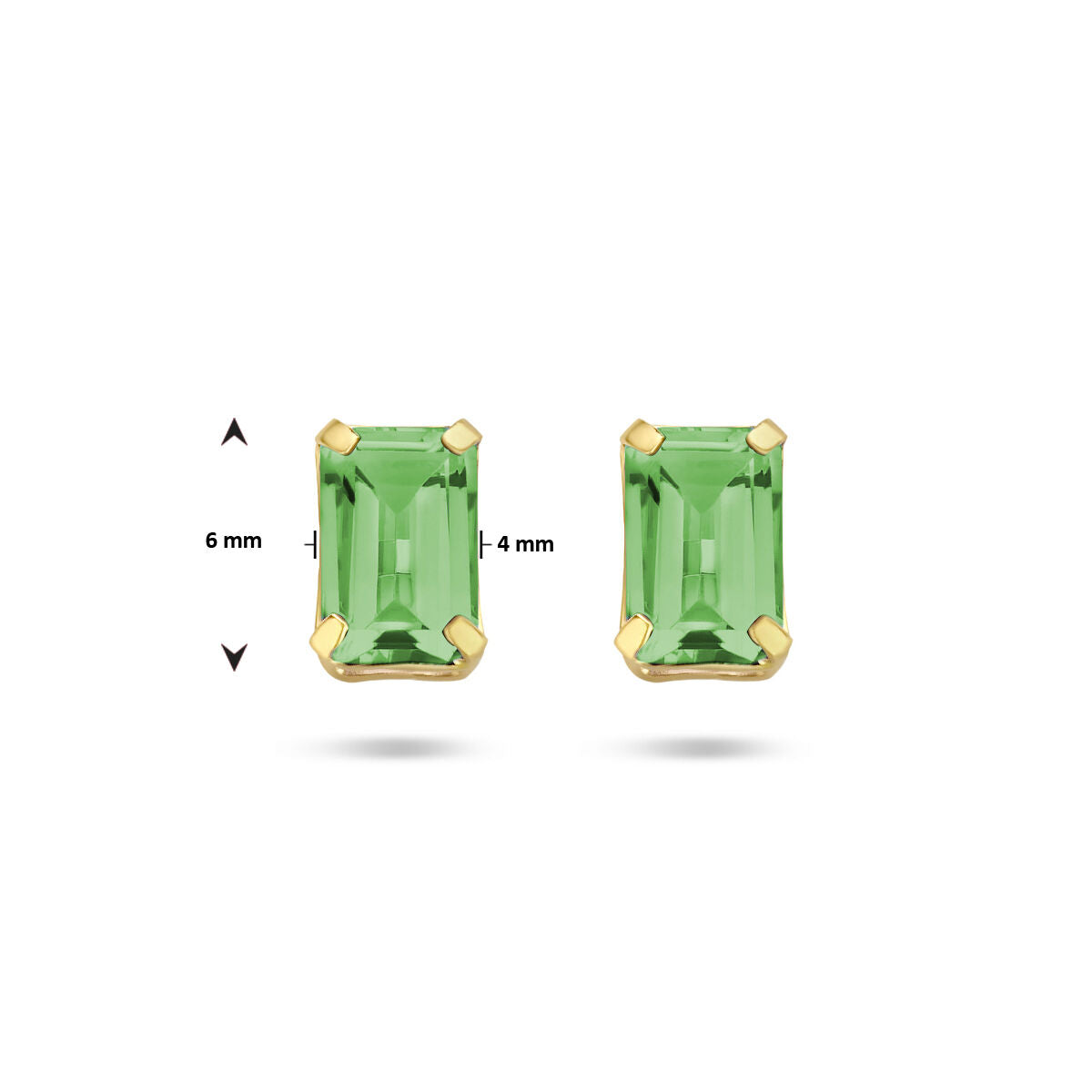 pendientes de botón de ágata verde en oro amarillo de 14K
