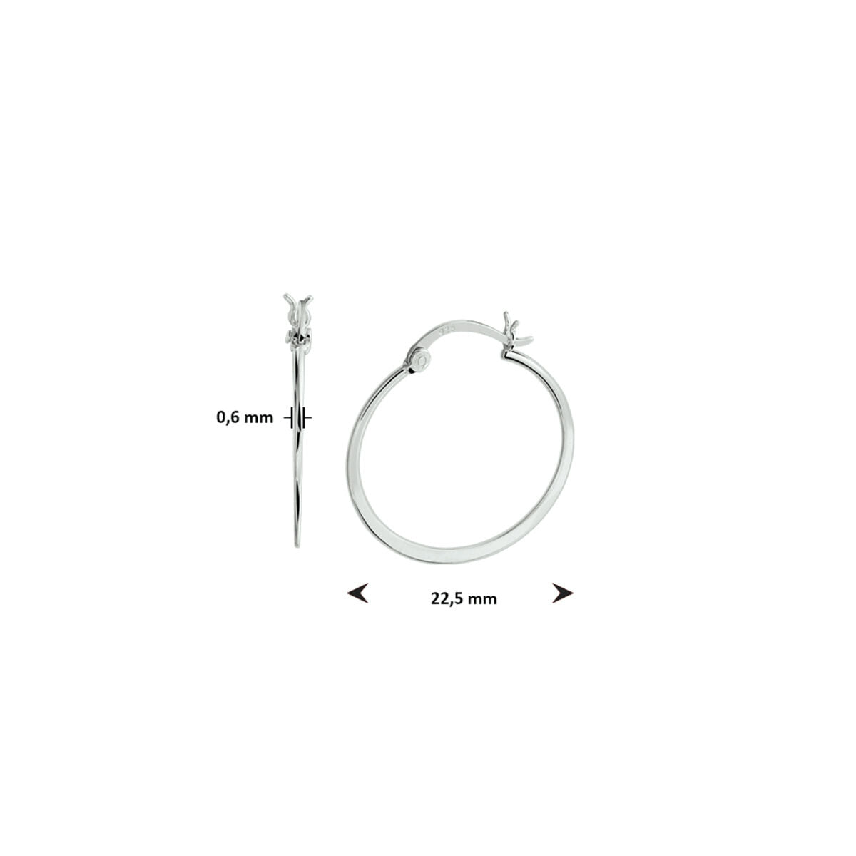 aros de bisagra en plata rodiada