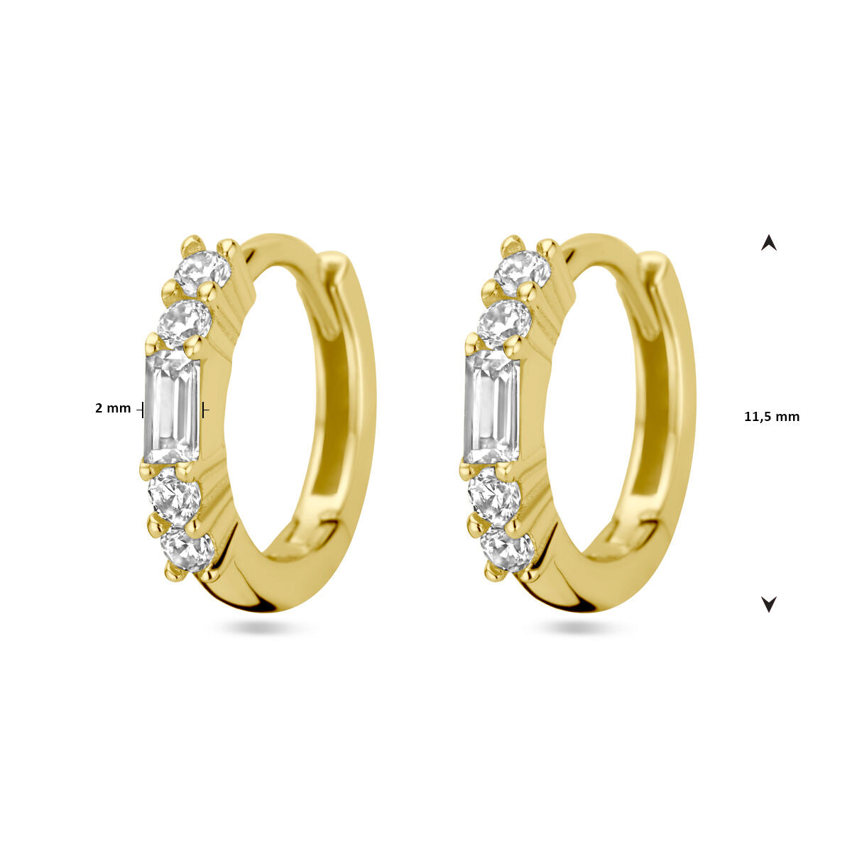 aros de zircón 1 micrón plata chapado en oro amarillo