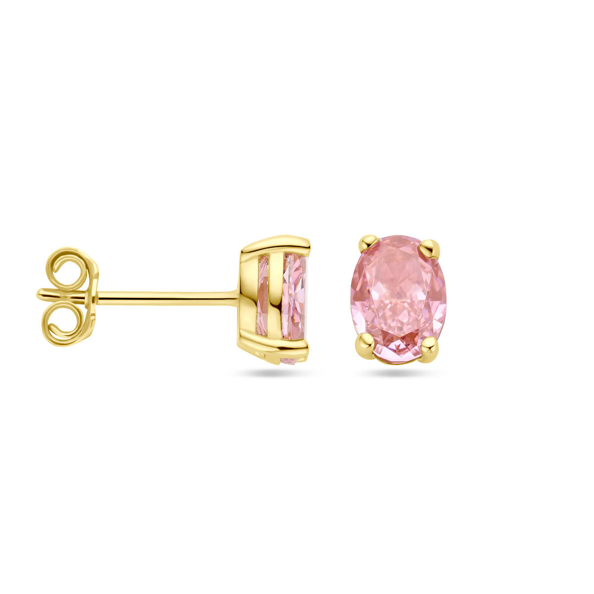 pendientes de botón zircónia padparadscha 14K oro amarillo