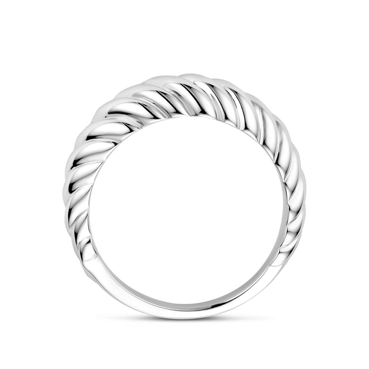 anillo macizo trenzado de plata rodiado