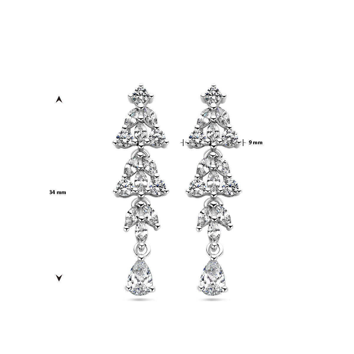 pendientes de zirconia plata rodiada