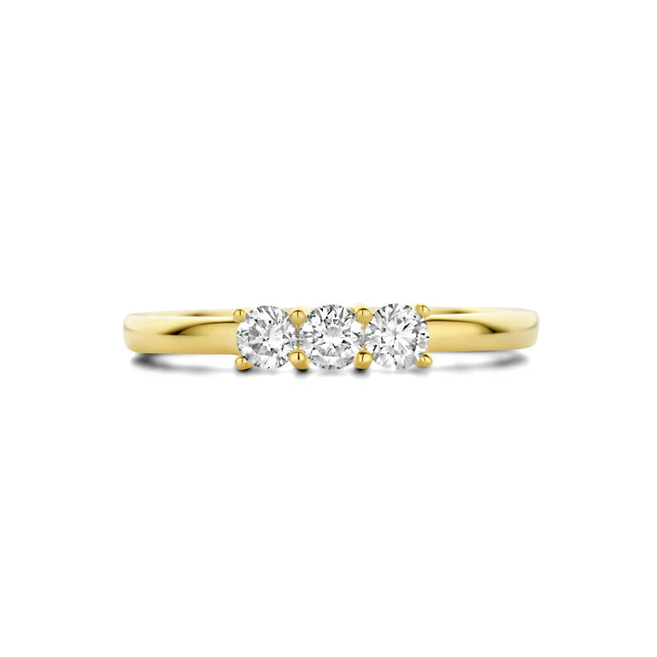 ring trilogie diamant 0.30ct h si 14K geelgoud