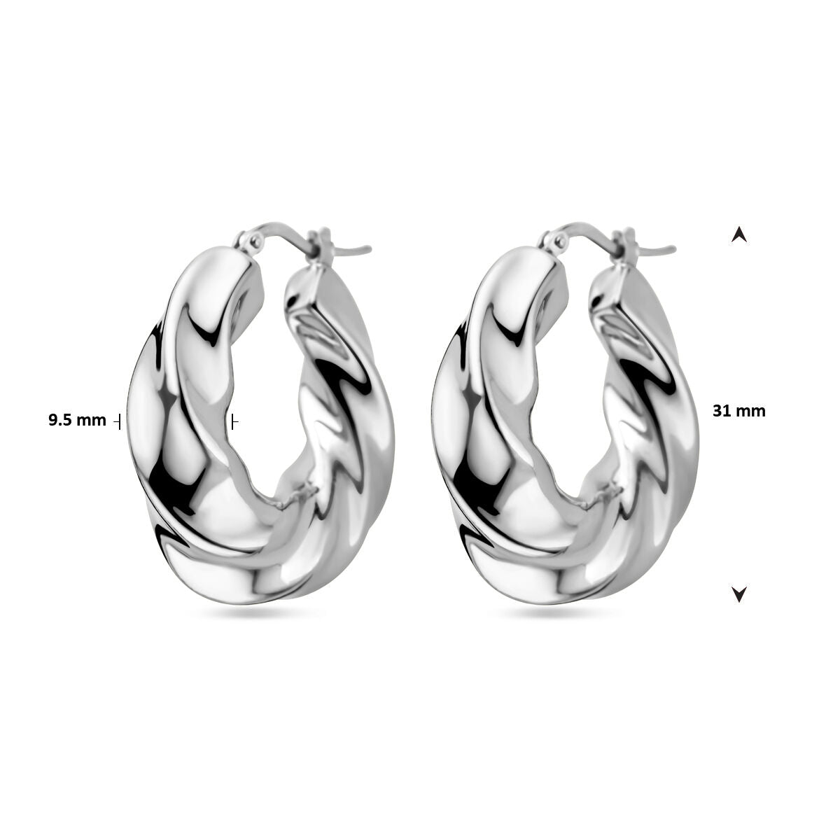 aros retorcidos de plata rodiada