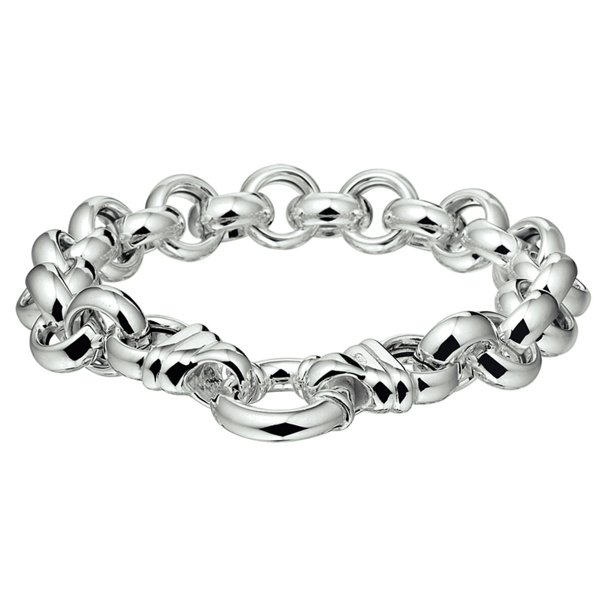 Pulsera jasseron de 11 mm con gran cierre de resorte en plata blanca.