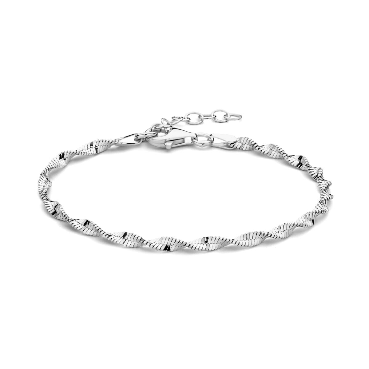 Pulsera de plata rhodinizada de 2,7 mm con diseño trenzado y extensión de 16 + 3 cm.
