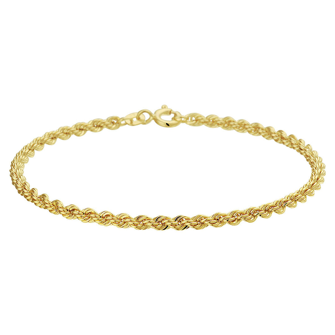 Pulsera de cordón dorada de 2.7 mm con diseño trenzado.