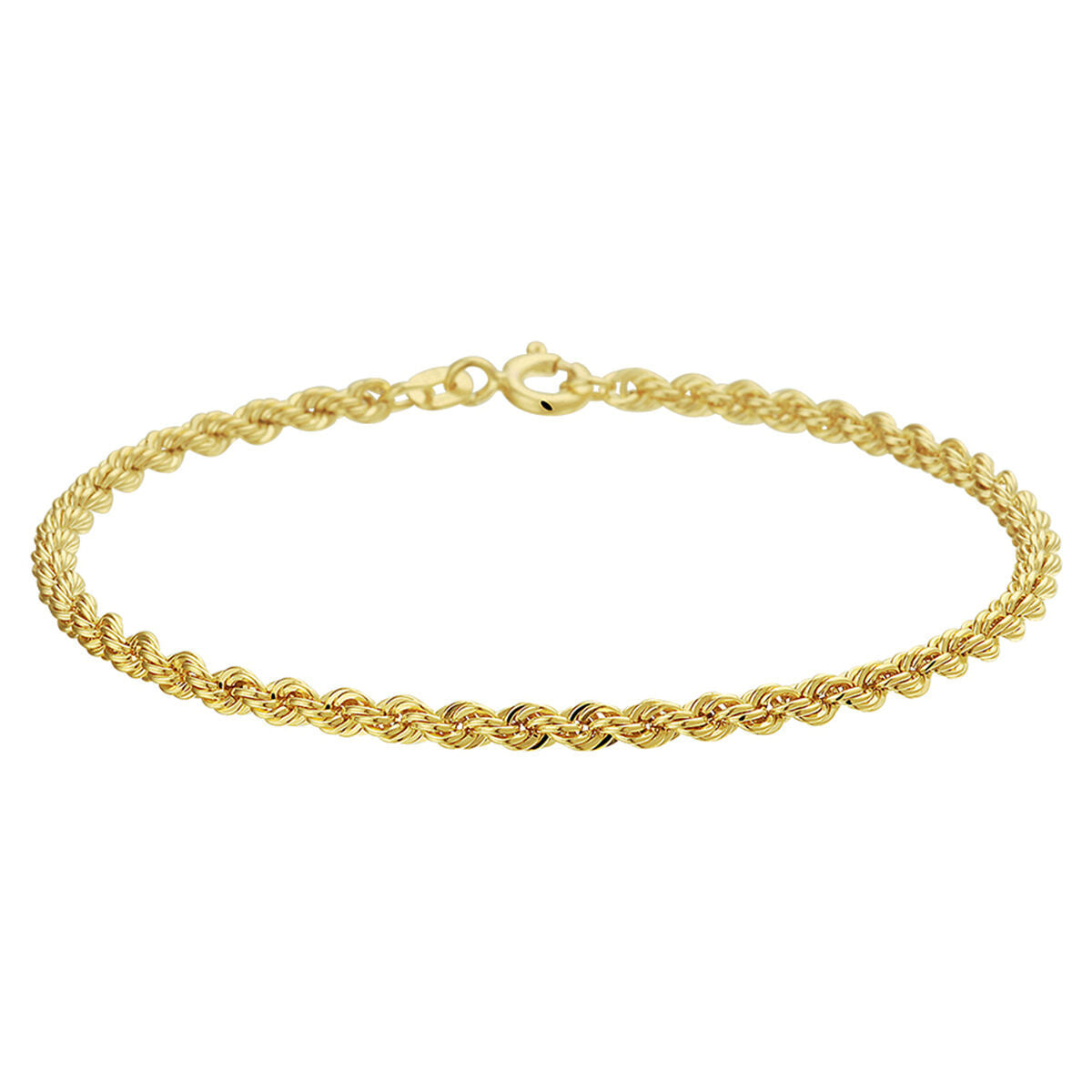 Pulsera de cordón dorada de 2.7 mm con diseño trenzado.