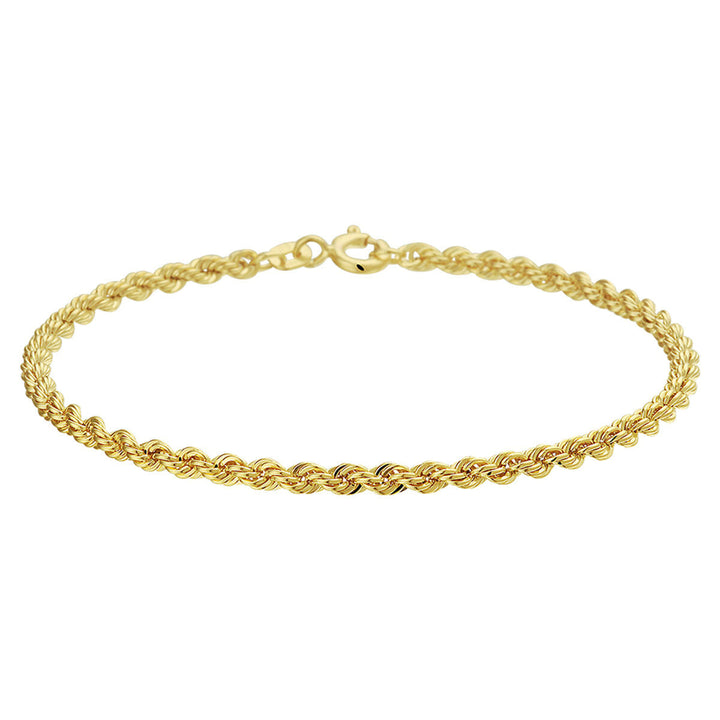 Pulsera de cordón dorada de 2.7 mm con diseño trenzado.