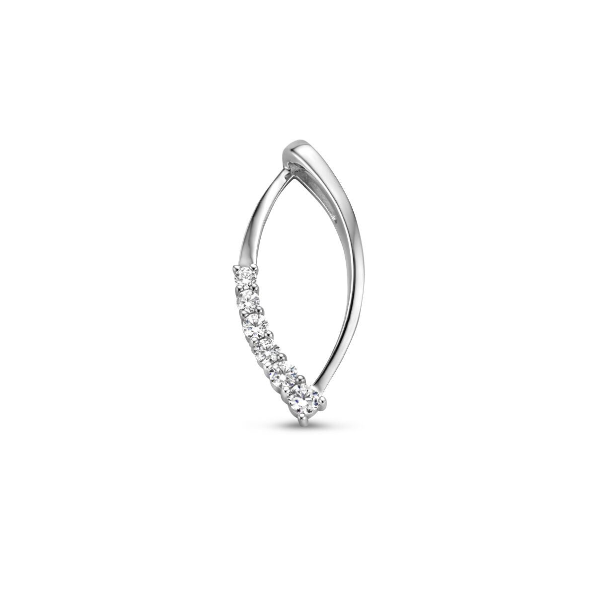 Colgante de plata rodiada con zirconias brillantes en forma de lágrima.