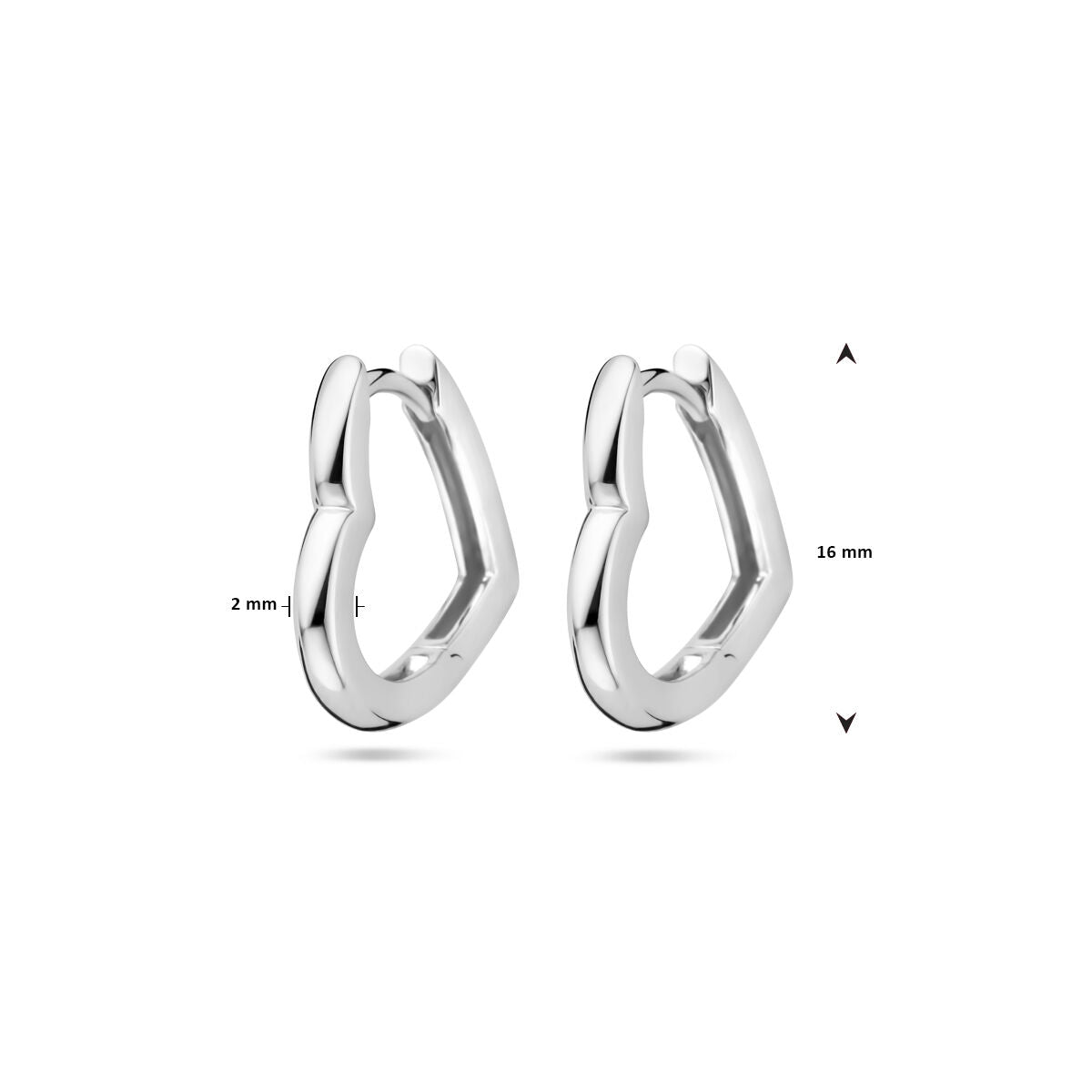 aros corazón 16 mm plata rodiado